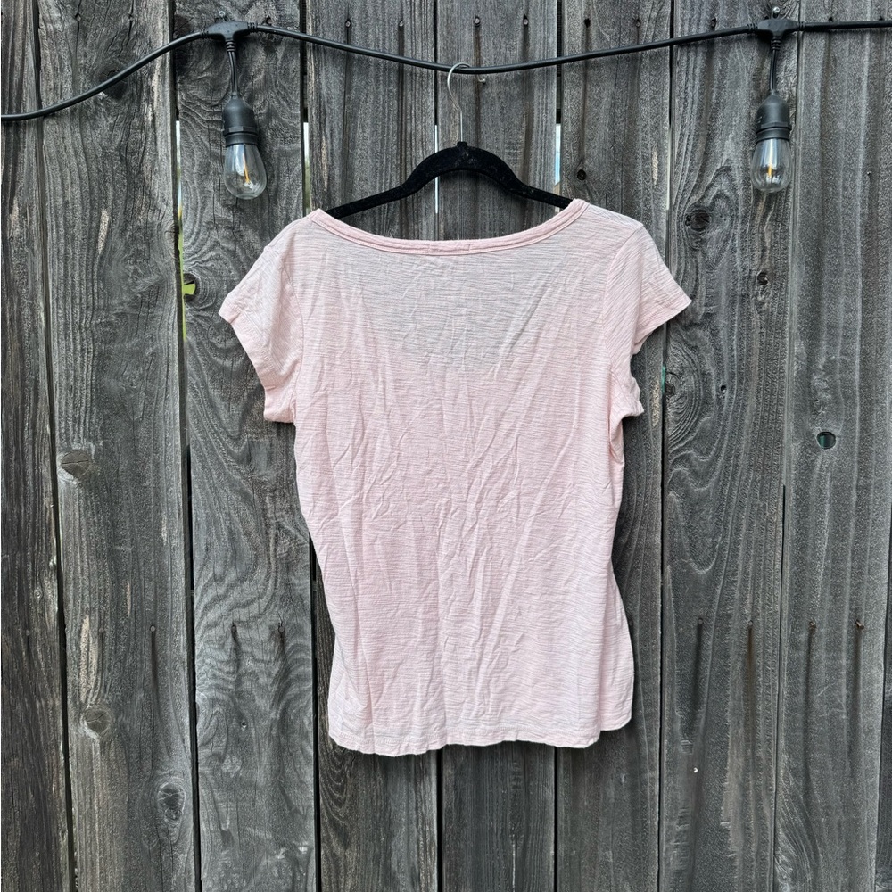 James Perse Pink Cap Sleeve Scoop Neck Slub Tee, Short Sleeve size 4/women’s XL - Picture 2 of 4